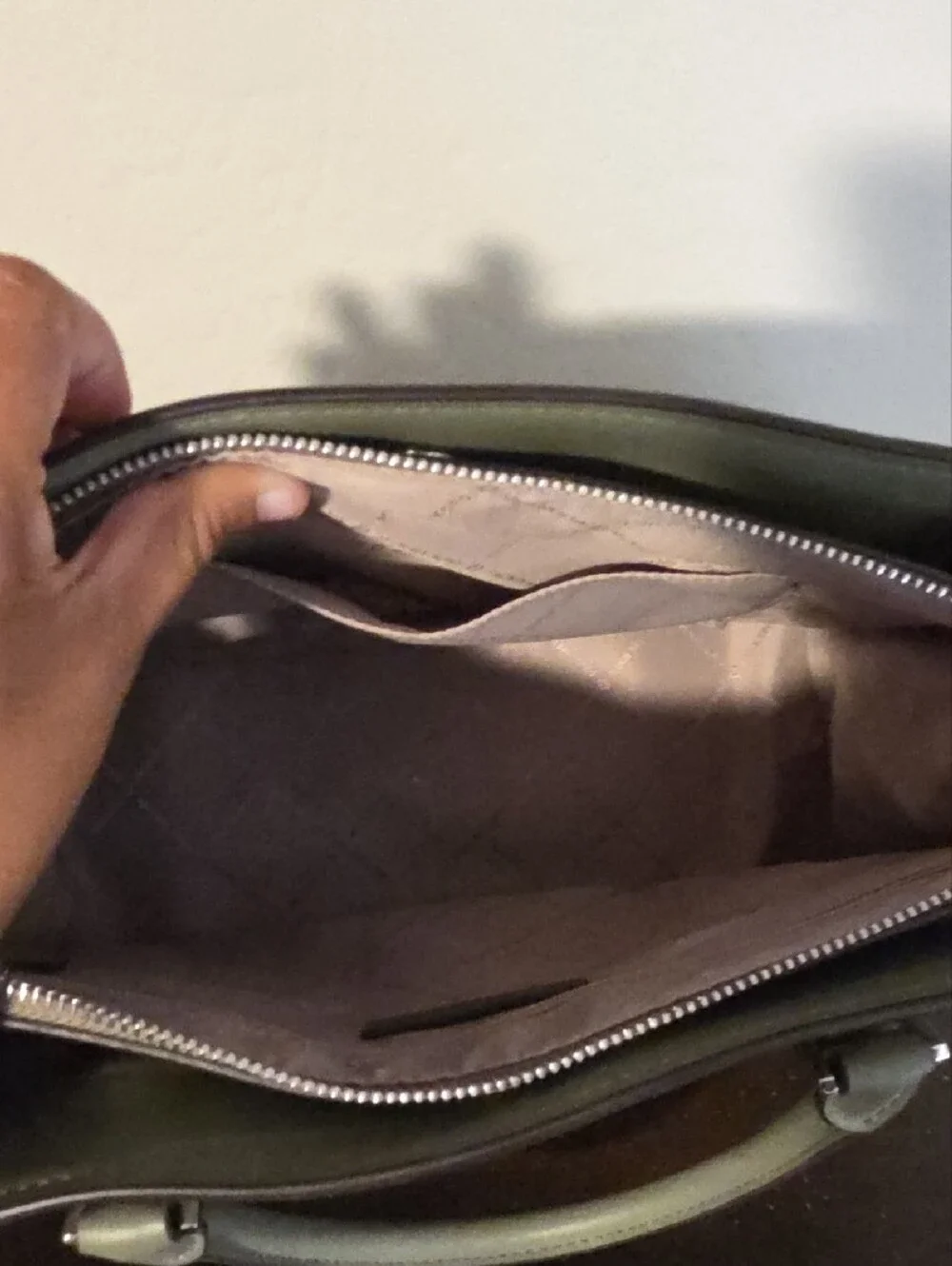 Michael Kors Olive Green Saffiano Leather Satchel with MK Charm